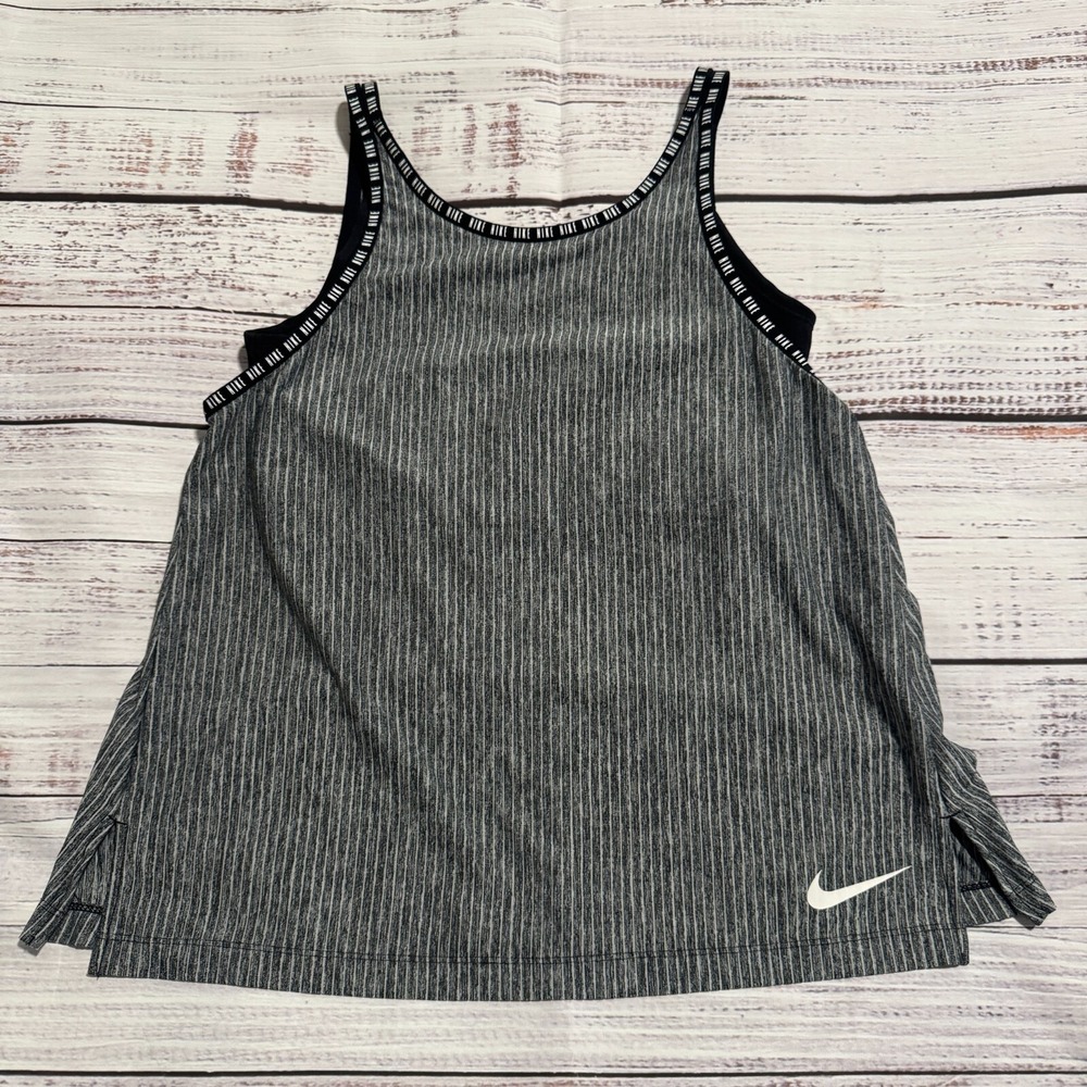 Nike Dri-FIT Tank Top Shirt w/ Sport Bra Black Youth Girls Size XL